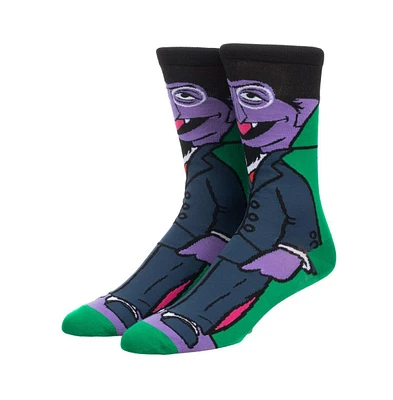 Sesame Street Men's Count Von Count 360 Casual Character Crew Socks for Men