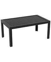 Outsunny Outdoor Coffee Table, Rectangle Side Table with Steel Frame, Black