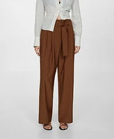 Mango Women's Belt Straight-Fit Pants