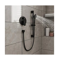 Mondawe 9" Wall Mounted Rainfall Shower System Set with Hanheld Spray & Slide Bar, Brushed Gold