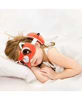 Mirage Luggage Kids 2-in-1 Travel Pillow and Eye Mask Animal Plush Soft Blindfold for Sleeping, Nights