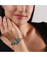 American West Jewelry Sterling Silver Women's Cuff Bracelet Green Turquoise Gemstone Small- Large