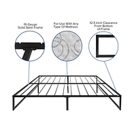 Merrick Lane Varallo 14 Inch Steel Bed Frame With Steel Slat Support For Any Mattress (No Box Spring Required