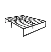 Merrick Lane Varallo 14 Inch Steel Bed Frame With Steel Slat Support For Any Mattress (No Box Spring Required