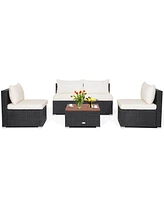 Sugift 5 Piece Outdoor Furniture Set with Solid Tabletop and Soft Cushions