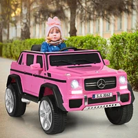 Sugift 12V Licensed Mercedes-Benz Kids Ride On Car-Pink