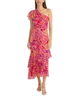 Maggy London Women's One-Shoulder Ruffled-Sleeve Maxi Dress