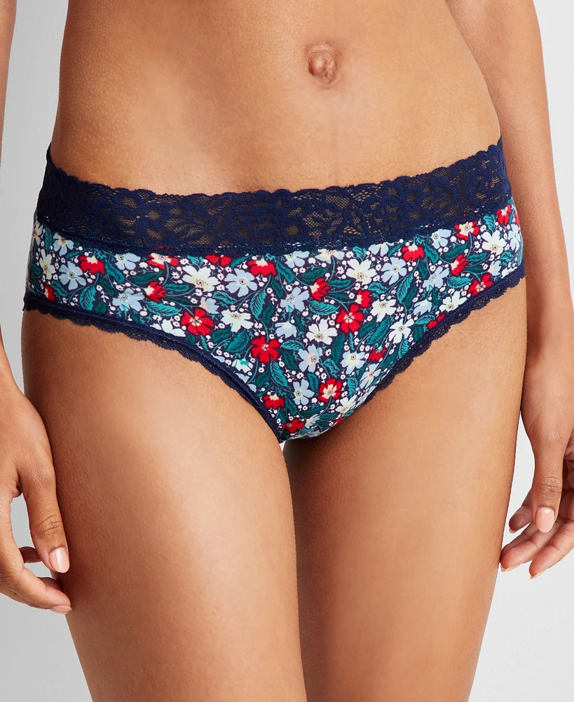 State of Day Women's Cotton Blend Lace-Trim Hipster Underwear, Created for Macy's