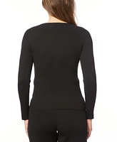 Melissa Paige Women's Petite Ribbed Scoop-Neck Sweater