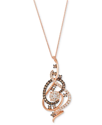 Le Vian Crazy Collection Chocolate Diamond & Nude Swirl Adjustable 20" Pendant Necklace (1-1/2 ct. t.w.) 14k Rose Gold