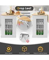 Sugift Kitchen Island with Storage and 3-Level Adjustable Shelves