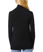 Melissa Paige Women's Petite Contrast-Cuff Cowlneck Sweater