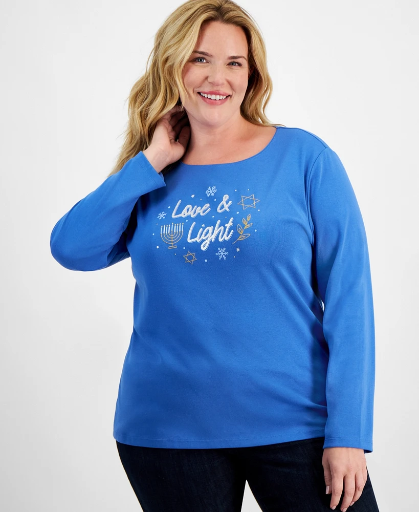 Holiday Lane Plus Love & Light Long-Sleeve T-Shirt