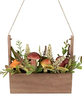 Northlight 19" Mushroom and Foliage Wooden Fall Harvest Hanging Basket