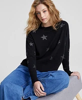 Charter Club Women's Embellished Star Long-Sleeve 100% Cashmere Sweater, Created for Macy's