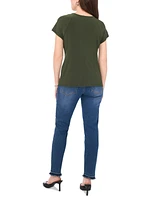 Sam & Jess Petite Cap-Sleeve Laced Grommet Tee