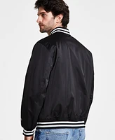 Champion Men's Classic Logo Striped-Trim Varsity Jacket