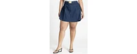 Eloquii Women's Pleat Front Denim Mini Skort