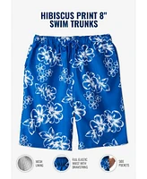 KingSize Big & Tall Hibiscus Print 8" Swim Trunks