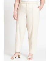 Eloquii Women's Pintuck Detail Linen Trouser