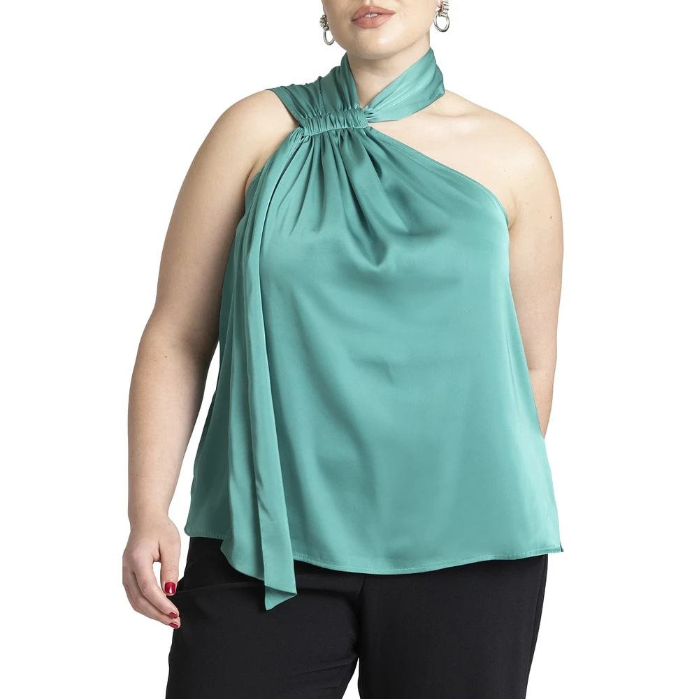 Eloquii Plus Draped Neckline Blouse With Ties