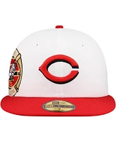 New Era Men's White/Red Cincinnati Reds Major Sidepatch 59FIFTY Fitted Hat