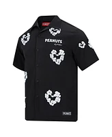 Freeze Max Men's Black Peanuts Snoopy Cotton Heart Button-Up Shirt