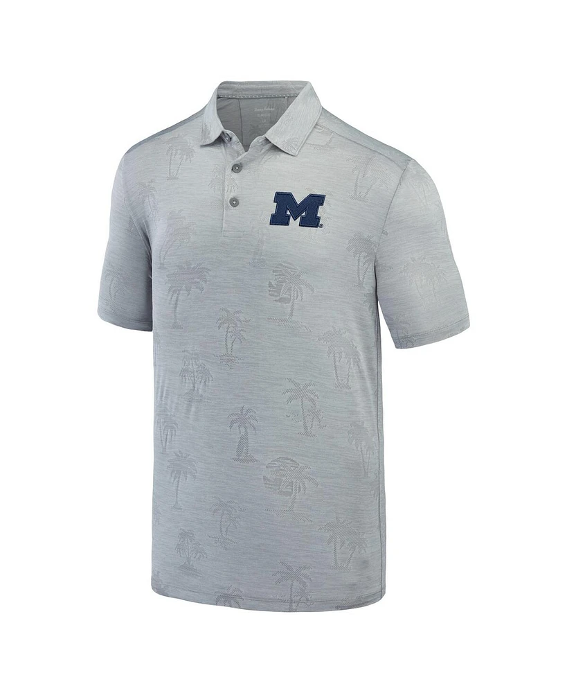 Tommy Bahama Men's Gray Michigan Wolverines Sport Palm Coast Palmera IslandZone Polo