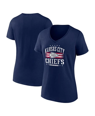 Fanatics Women's Navy Kansas City Chiefs Americana V-Neck T-Shirt