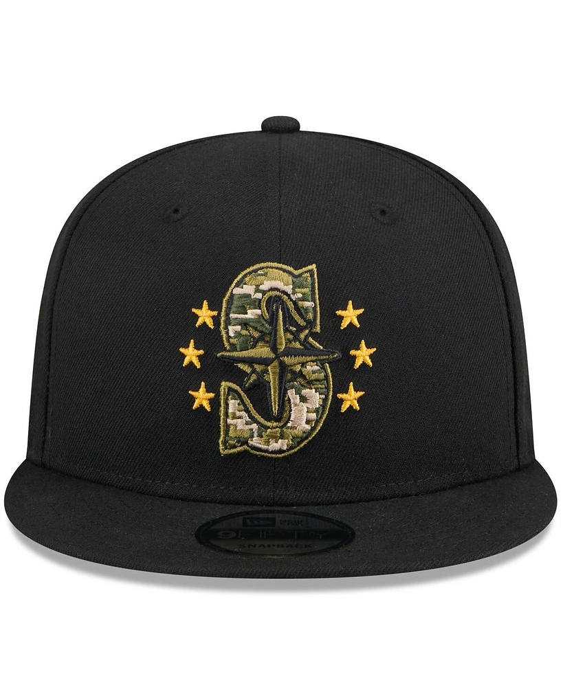 New Era Men's Black Seattle Mariners 2024 Armed Forces Day 9FIFTY Snapback Hat