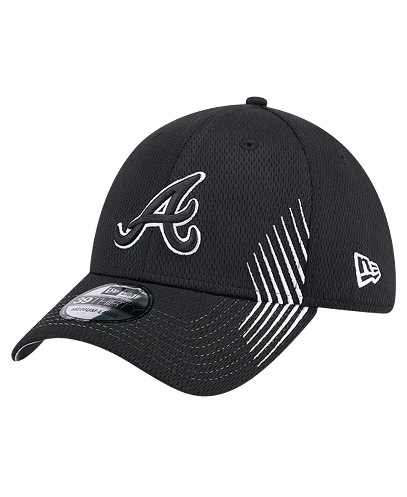 New Era Men's Black Atlanta Braves Active Dash Mark 39THIRTY Flex Hat