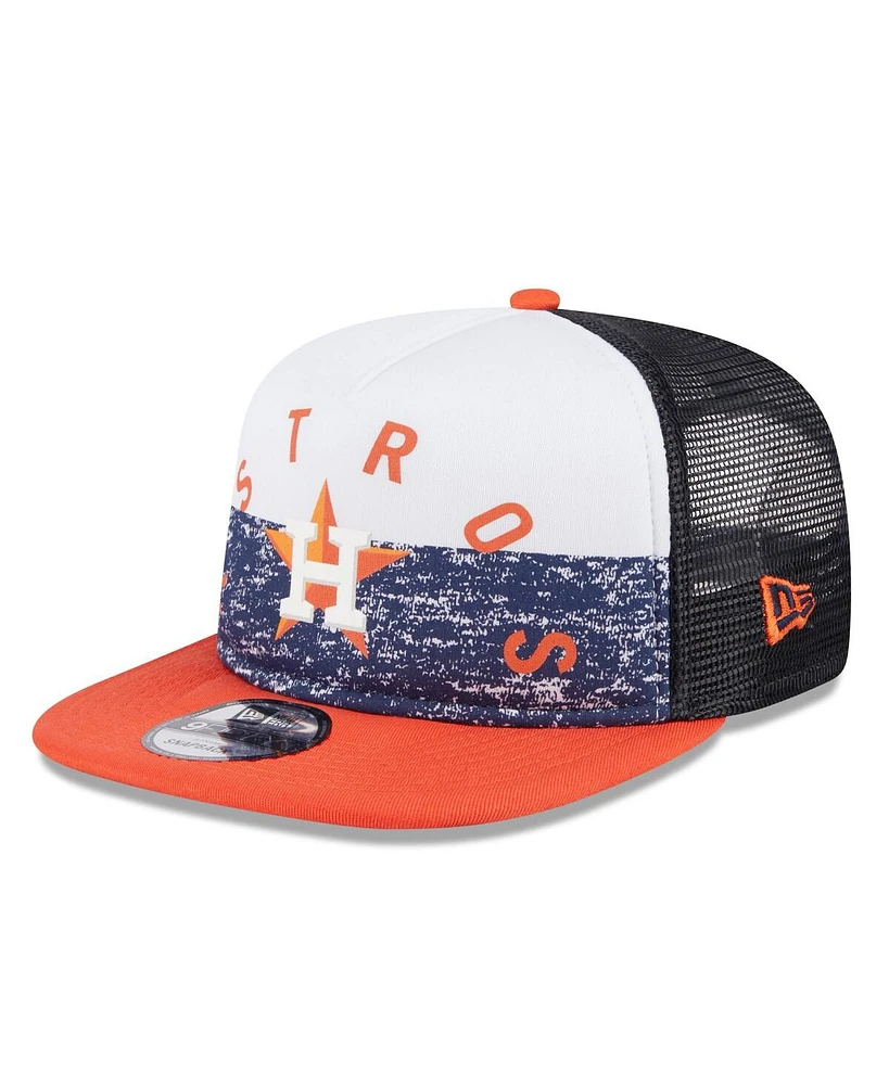 New Era Men's White/Orange Houston Astros Team Foam Front A-Frame Trucker 9FIFTY Snapback Hat