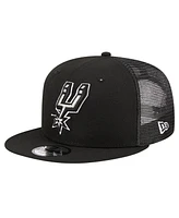 New Era Men's Black San Antonio Spurs Evergreen Meshback 9FIFTY Snapback Hat