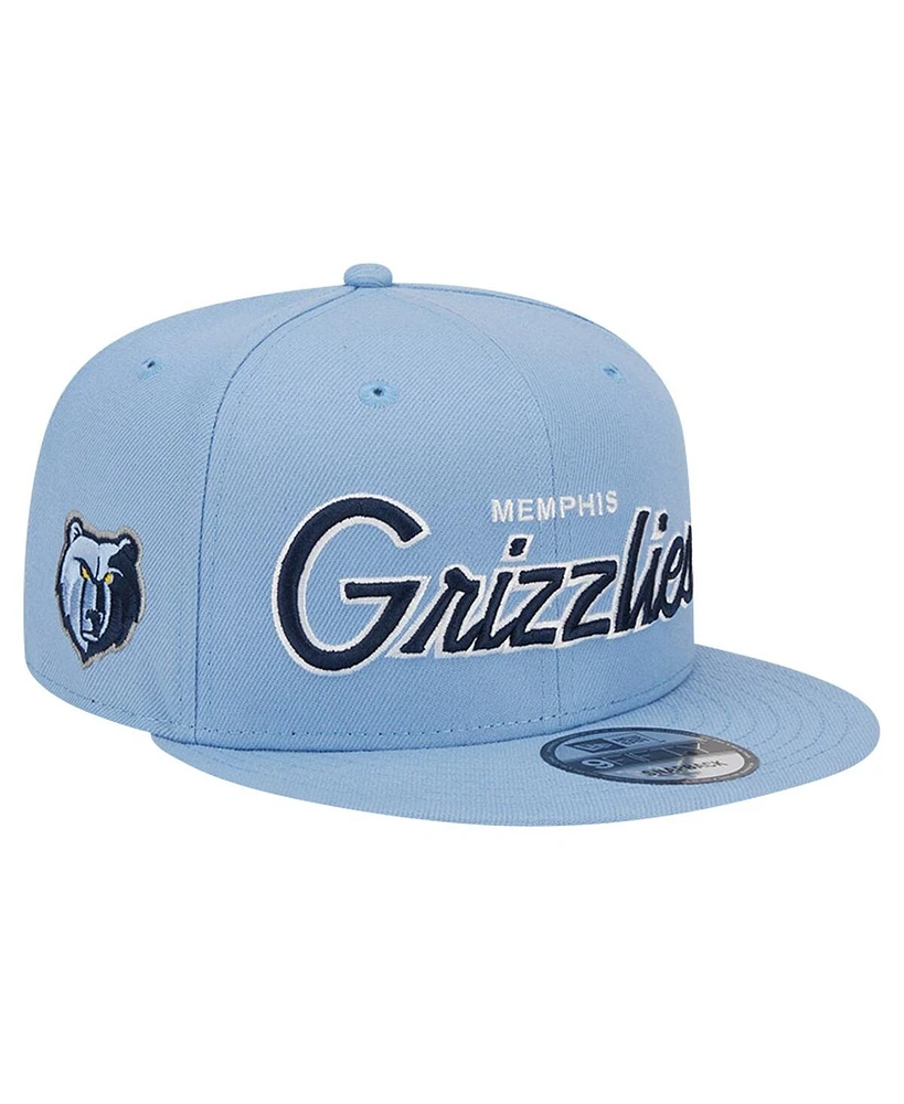 New Era Men's Light Blue Memphis Grizzlies Evergreen Script Side Patch 9FIFTY Snapback Hat