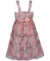 Bonnie Jean Big Girls Flower-Detail Floral-Mesh Dress