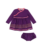 Mixed Up Clothing Infant Girls Long Sleeve Ruffle Trim Dress and Bloomer Set