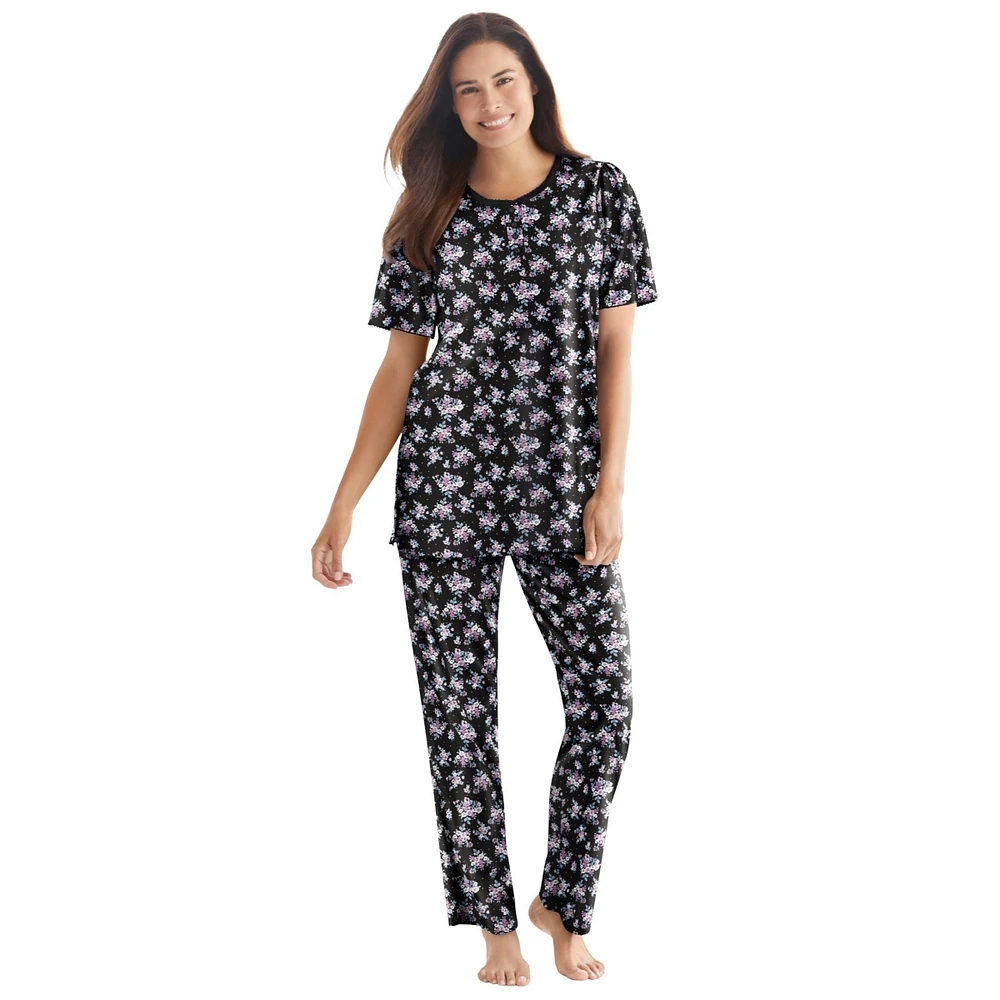 Dreams & Co. Plus Floral Henley Pj Set