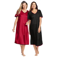 Only Neccessities Plus Necessities 2-Pack Short Silky Gown