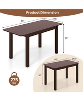 Costway Extendable Dining Table Folding Rubber Wood Table for 4 People with Safety Locks