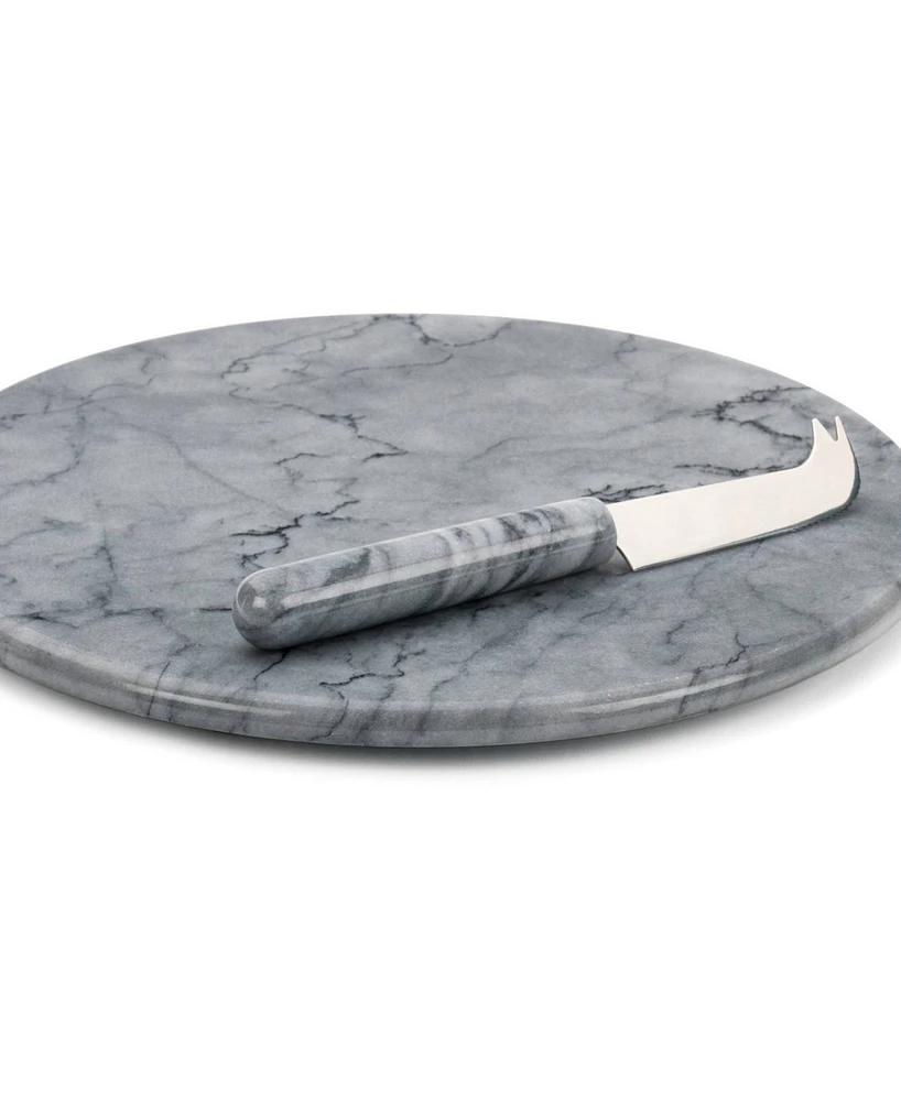 Rsvp International Grey Marble 10" Diameter Cheese Board Knife Set