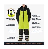 RefrigiWear Men's High Visibility Reflective Insulated Softshell Bib Overall