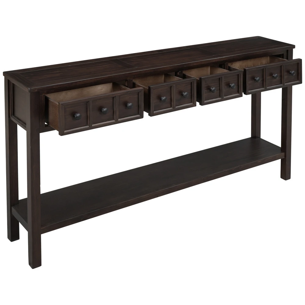 Streamdale Furniture Rustic Entryway Console Table, 60 Long Sofa Table With Two Different Size Drawers And Bottom