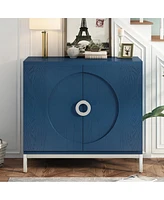Wooden and Metal Leg Accent Cabinet for Living and Dining Room