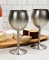 Rsvp International Endurance Stainless Steel Wine Glass Set 2 Piece 3x3x7"