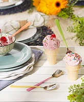 Rsvp International Endurance Stainless Steel 4 Piece 6" Ice Cream Spoons Set in Mixed Colors