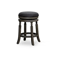 Simplie Fun 24" Counter Stool, Weathered Gray Finish, Charcoal Fabric Seat