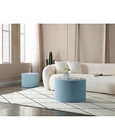 Mdf Nesting Table Set Of 2, Handcraft Round Coffee Table For Living Room/Leisure Area