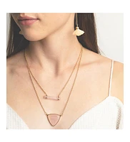 sanctuaire Sanctuary Project by Rose Quartz Triangle Statement Pendant Necklace Light Pink