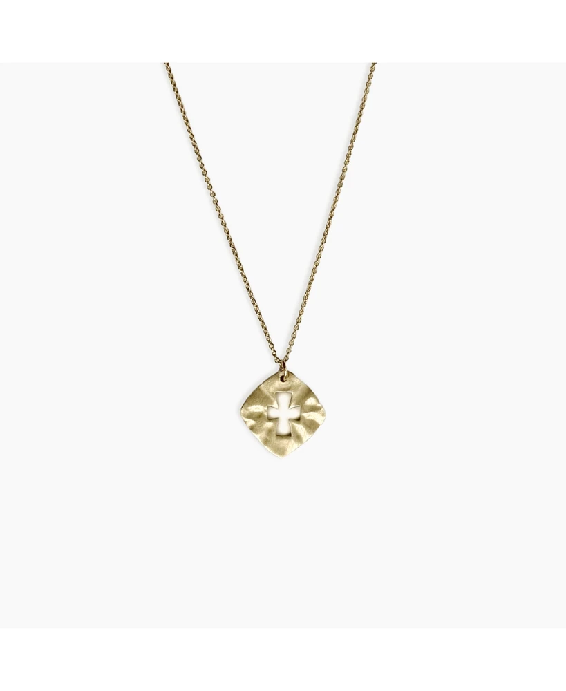 sanctuaire Square Cross Cut Out Necklace 14K Solid Gold