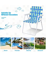 Vebreda 6 Pieces Folding Beach Chair Camping Lawn Webbing Chair